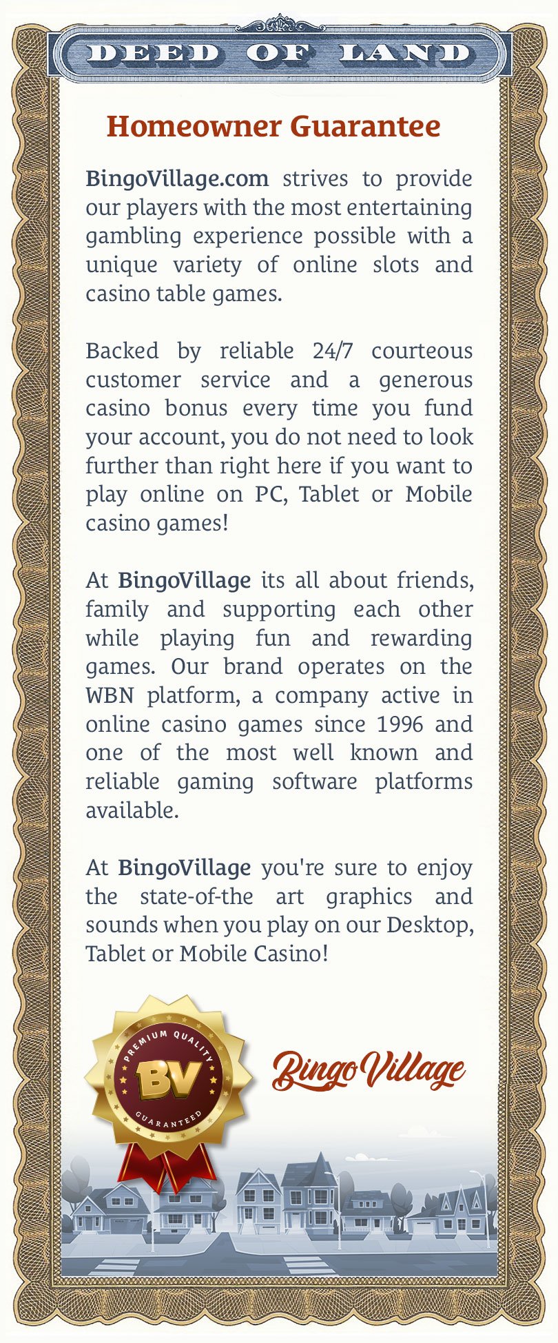 BingoVillage - Homeowner Guarantee